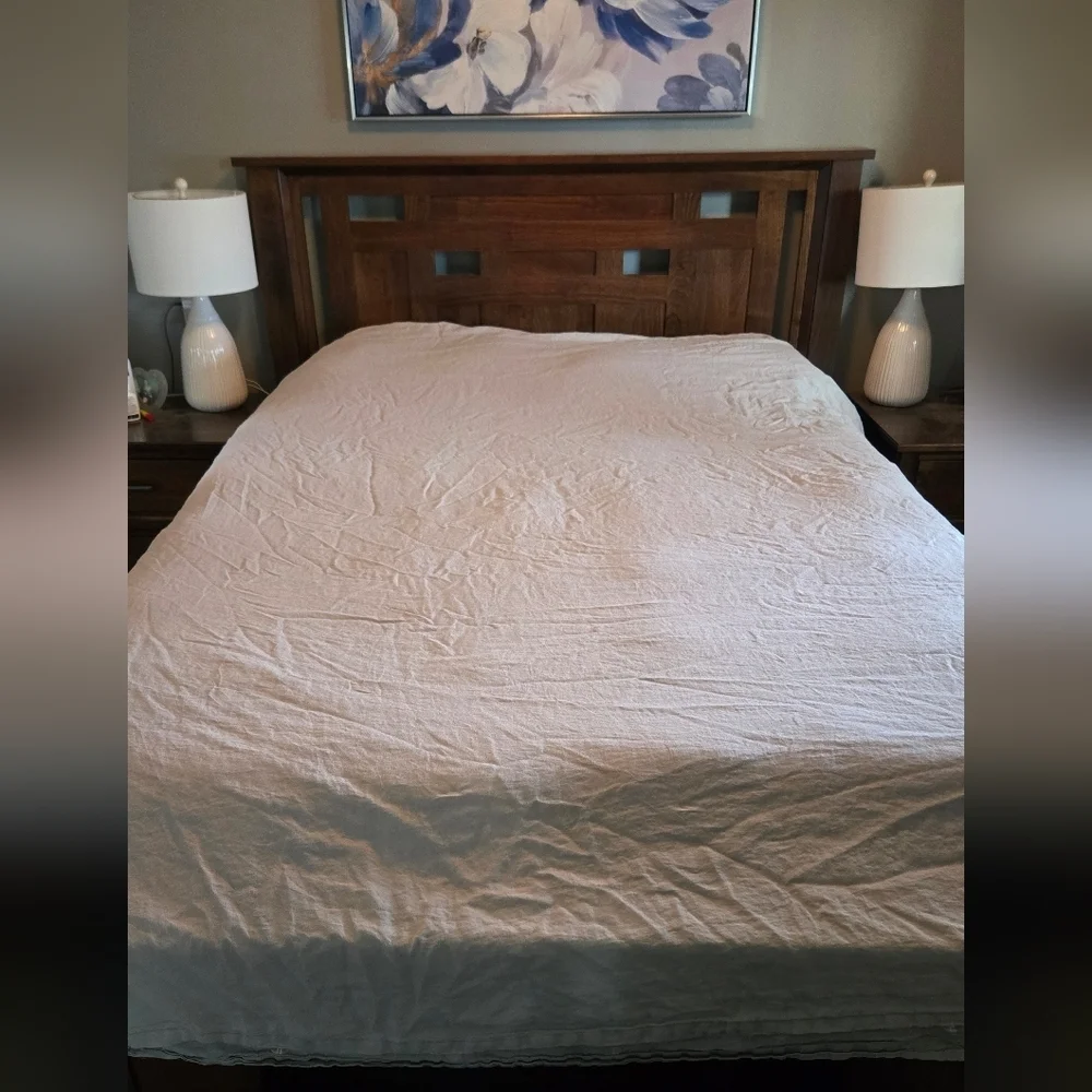 West Elm | 100% Linen Light Gray Full/Queen Duvet Cover
